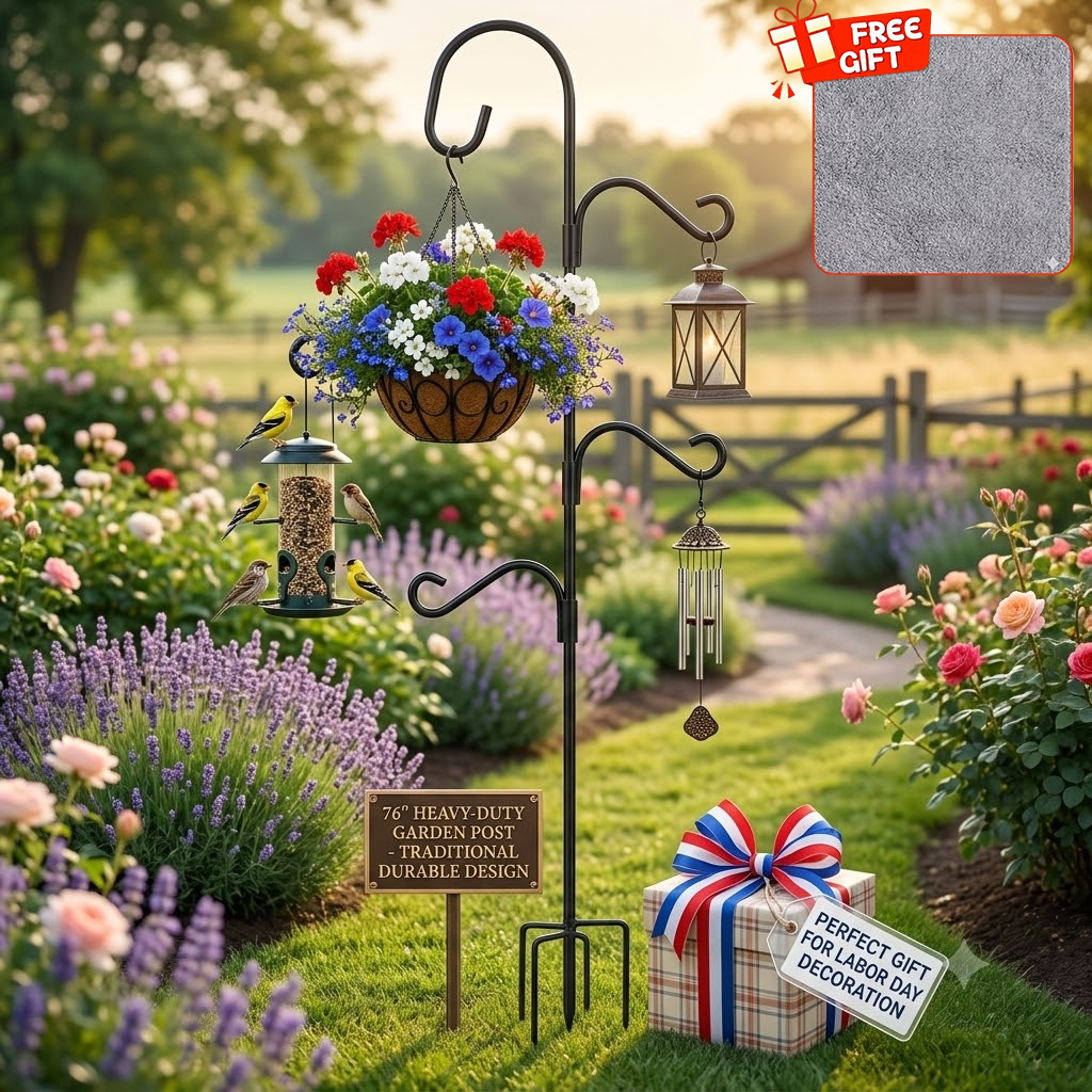 Metal Garden Pole, Shepherds Hooks For Outdoor Duty, Sturdy Garden Shepherd Hook, AndParks Hanging Storage Racks, Outdoor Hanging Stand For Bird Feeders, Flower Pots, Lantems,And Garden Decorations, The Perfect Gift For Labor Day Decorations