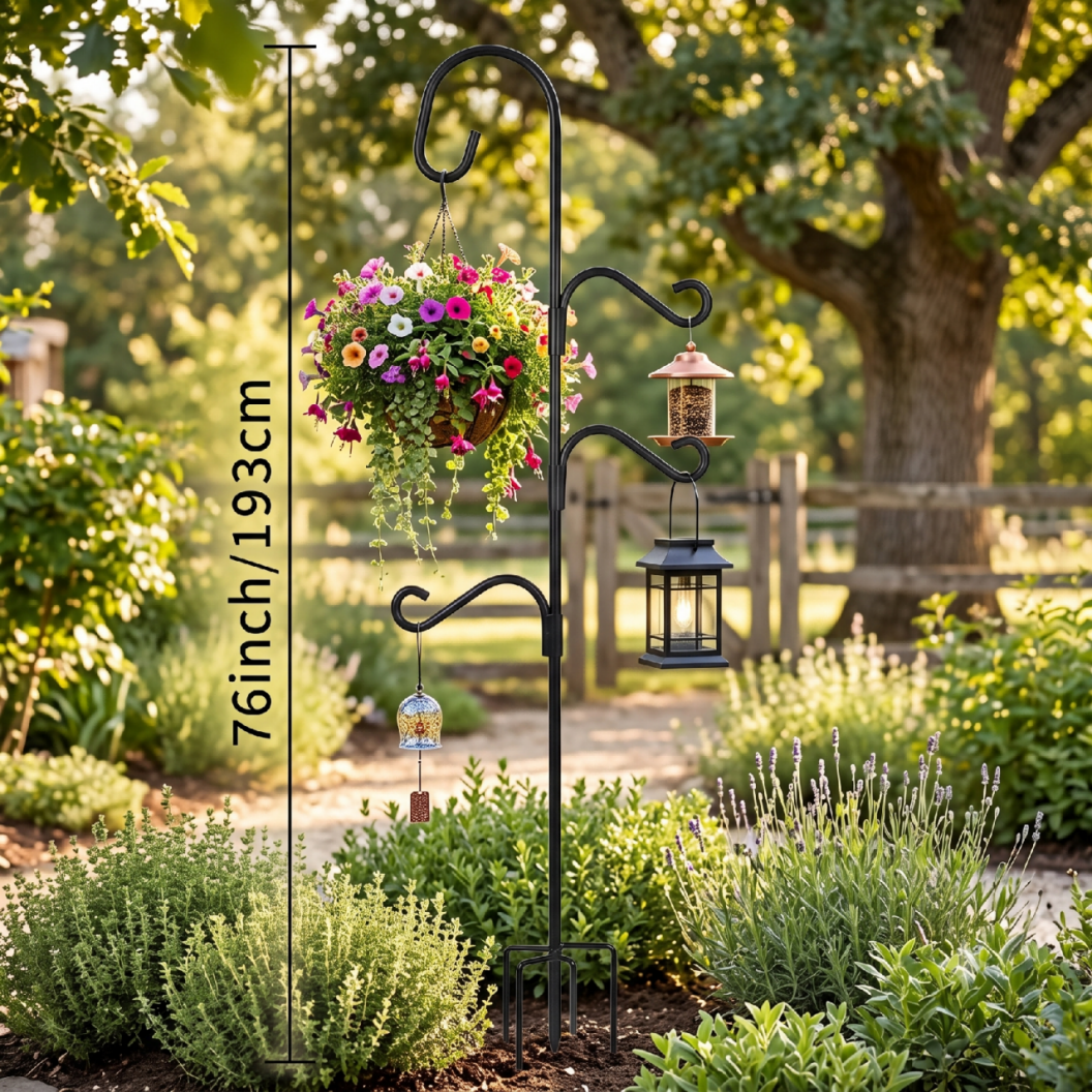 Metal Garden Pole, Shepherds Hooks For Outdoor Duty, Sturdy Garden Shepherd Hook, AndParks Hanging Storage Racks, Outdoor Hanging Stand For Bird Feeders, Flower Pots, Lantems,And Garden Decorations, The Perfect Gift For Labor Day Decorations