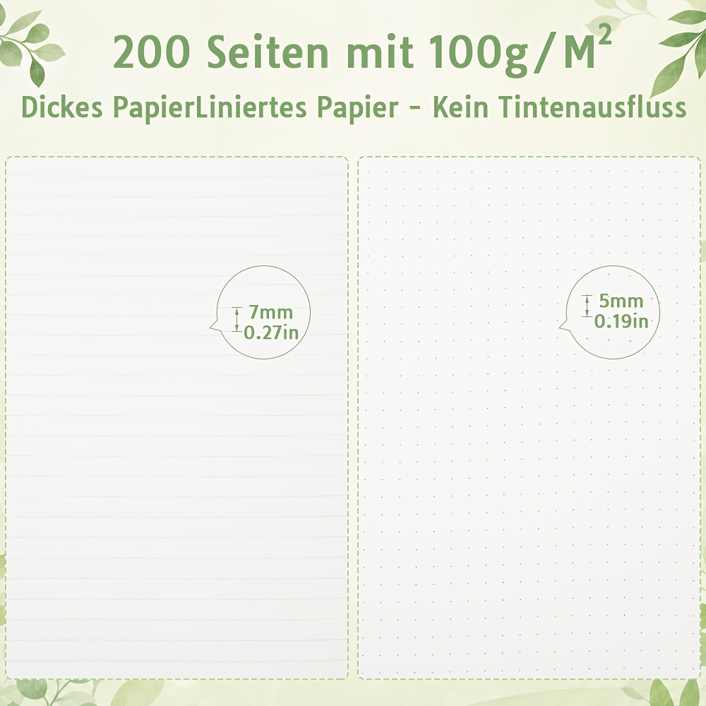 A5 Spiral-Bound Notebook (Dot Grid & Ruled– 100 Pages Each/Bullet Journal) – 1 Spiral Binding, 100gsm Paper, Rigid PVC Cover, Includes Ruler